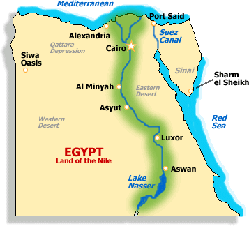 Map of modern Egypt